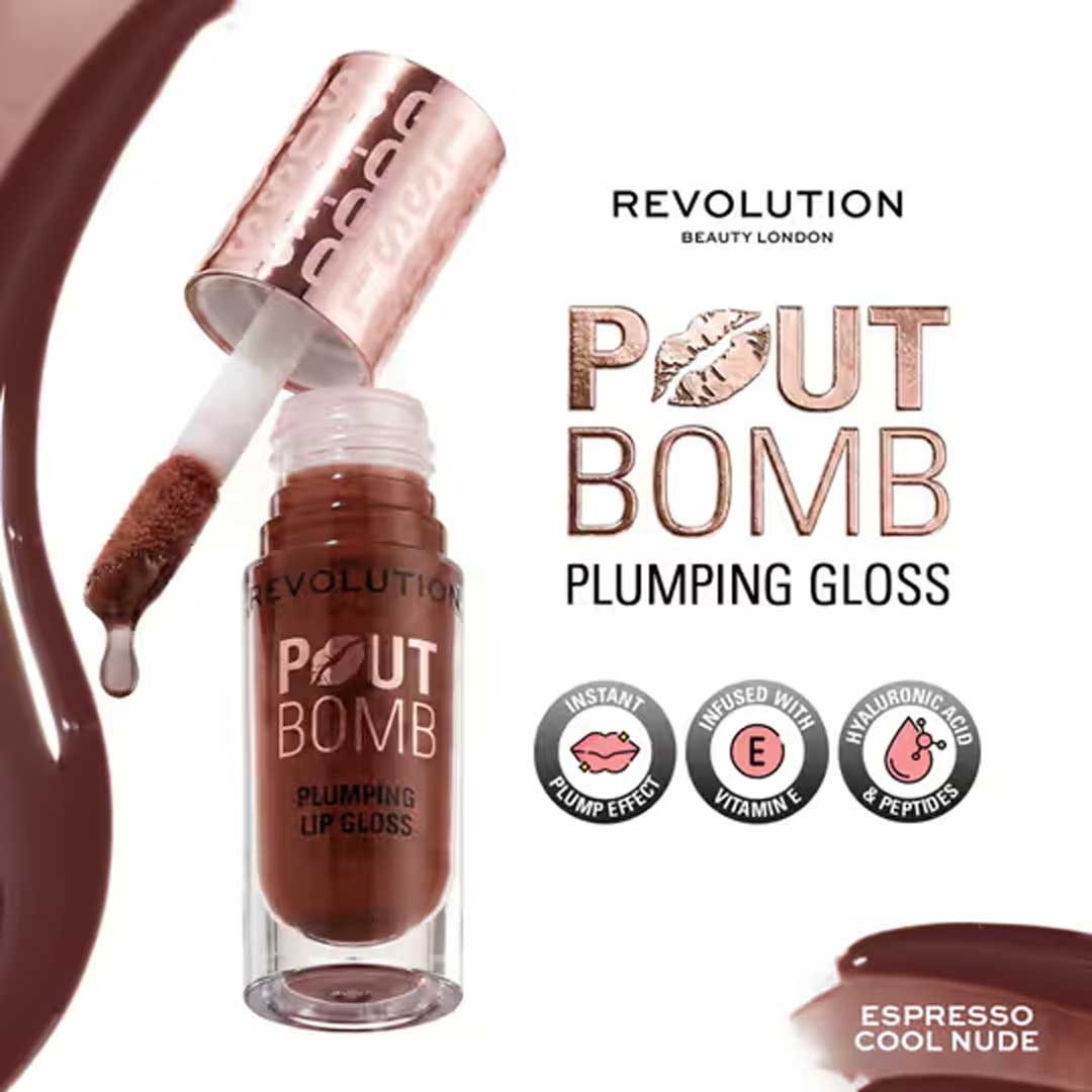 25131 Revolution Pout Bomb Plumping Gloss-Cookie Warm Nude_2