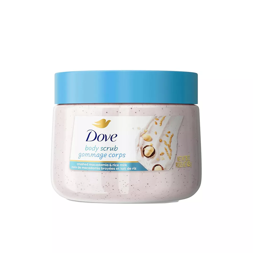 25740 Dove Exfoliating Body Scrub 225ml (Crushed Macadamia And Rice Milk Scent)