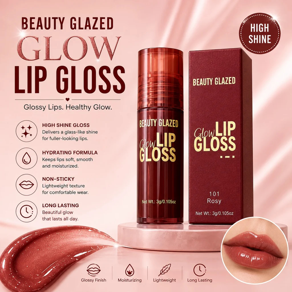 Beauty Glazed Glow Lip Gloss (101 Rosy)