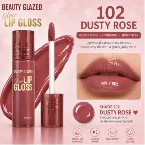 Beauty Glazed Glow Lip Gloss (102 Dusty Rose)